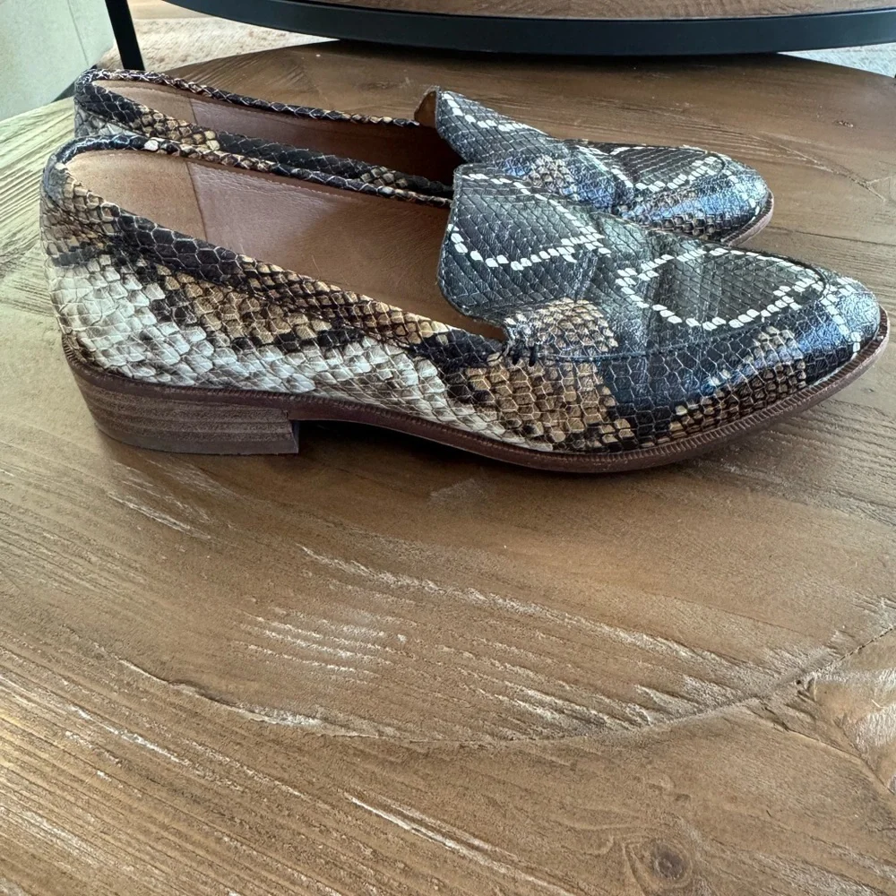 Madewell The Frances Loafer in Snake Animal Print Embossed Leather Shoes Size 7